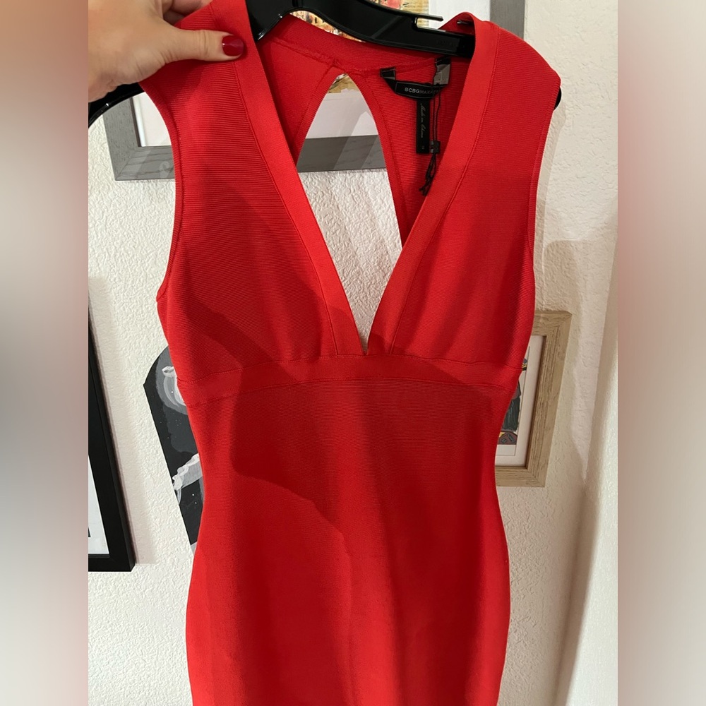 BCBG Max body con back detail dress